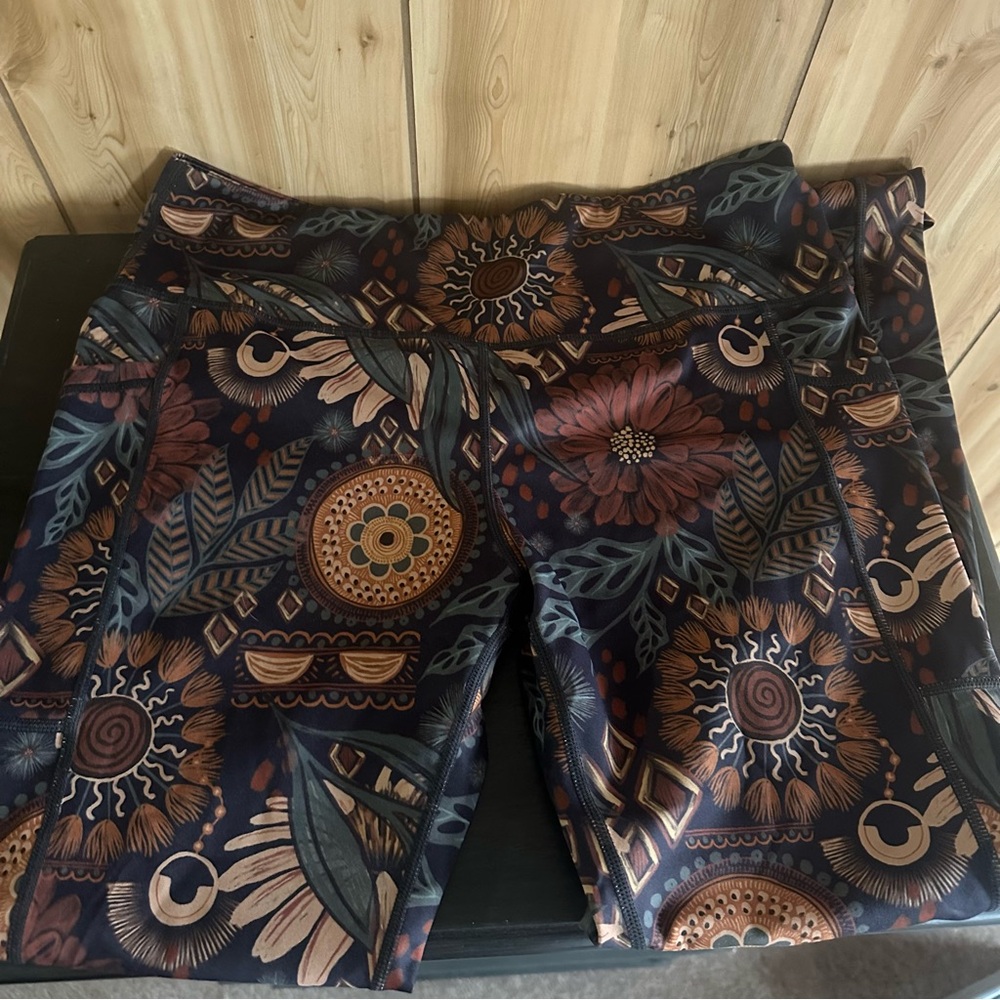 Constantly Varied Gear Wanderlust Floral Leggings Black and Brown, Full Length